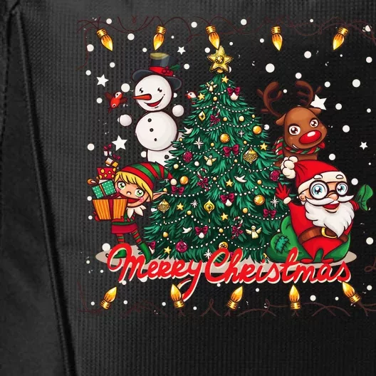 Cute Merry Christmas Graphic Collage City Backpack