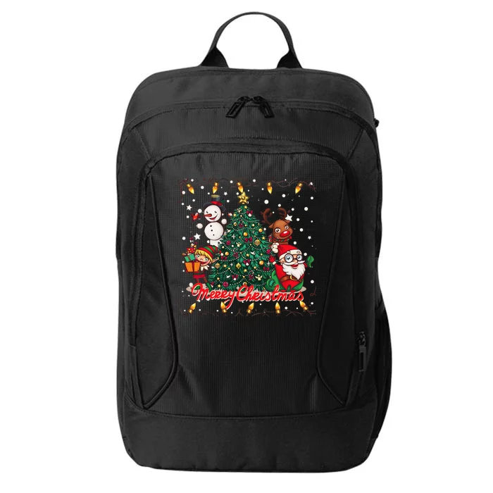 Cute Merry Christmas Graphic Collage City Backpack