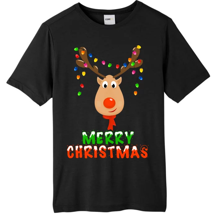 Cute Merry Christmas Reindeer ChromaSoft Performance T-Shirt