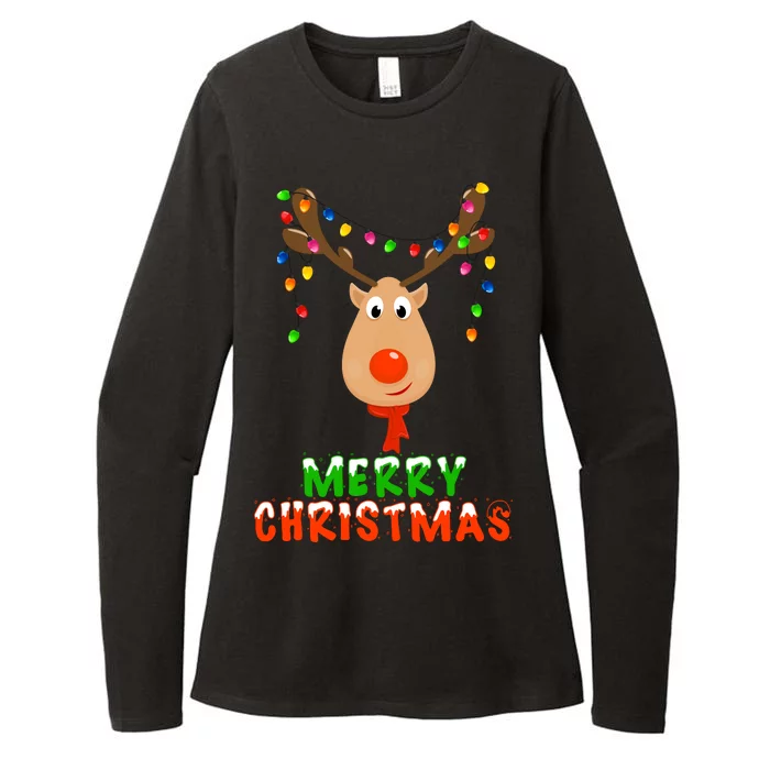 Cute Merry Christmas Reindeer Womens CVC Long Sleeve Shirt