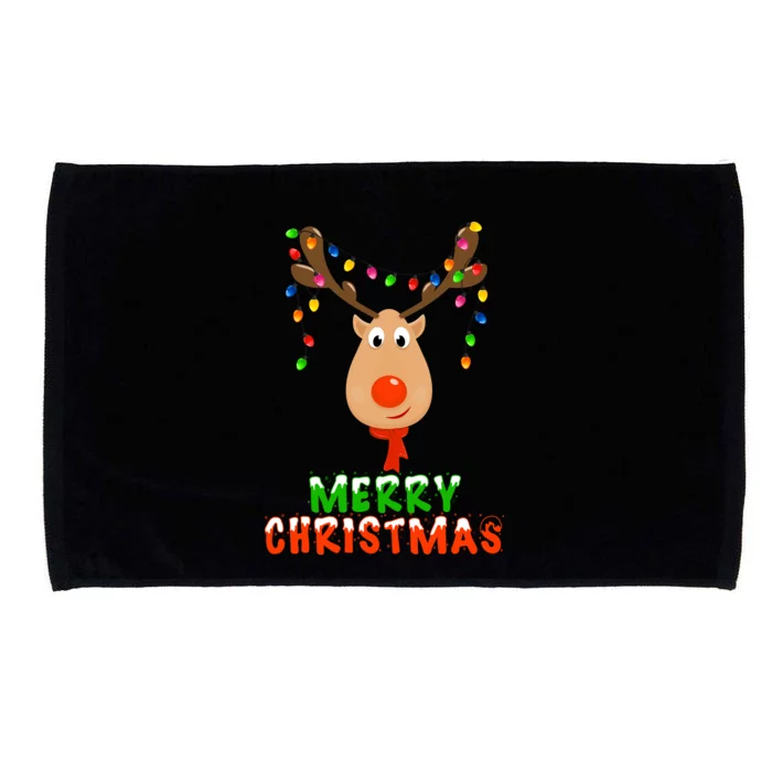 Cute Merry Christmas Reindeer Microfiber Hand Towel