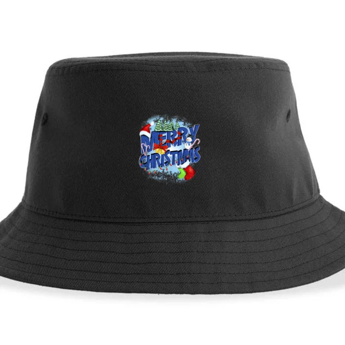 Cute Merry Christmas Word Decoration Sustainable Bucket Hat