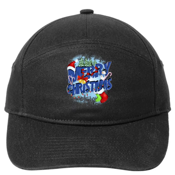 Cute Merry Christmas Word Decoration 7-Panel Snapback Hat