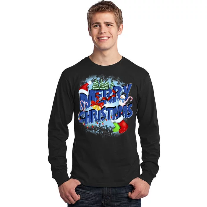 Cute Merry Christmas Word Decoration Tall Long Sleeve T-Shirt