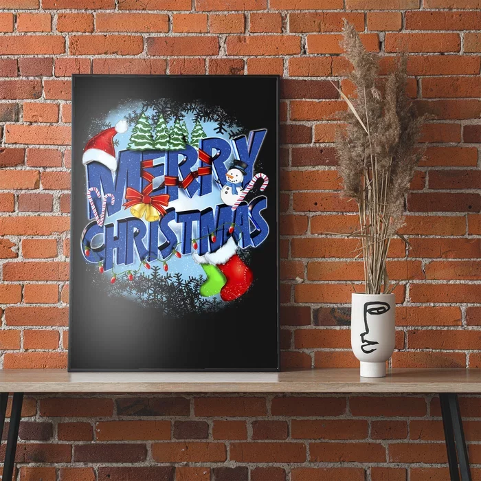 Cute Merry Christmas Word Decoration Poster