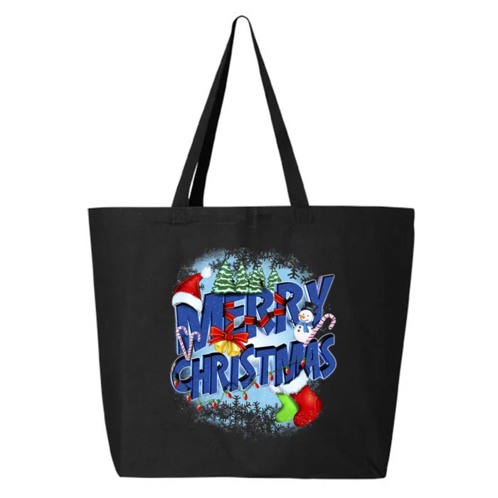 Cute Merry Christmas Word Decoration 25L Jumbo Tote