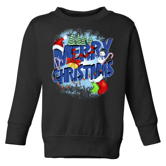 Cute Merry Christmas Word Decoration Toddler Sweatshirt