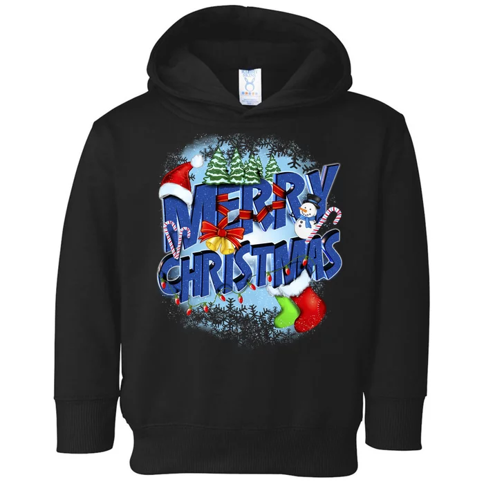 Cute Merry Christmas Word Decoration Toddler Hoodie