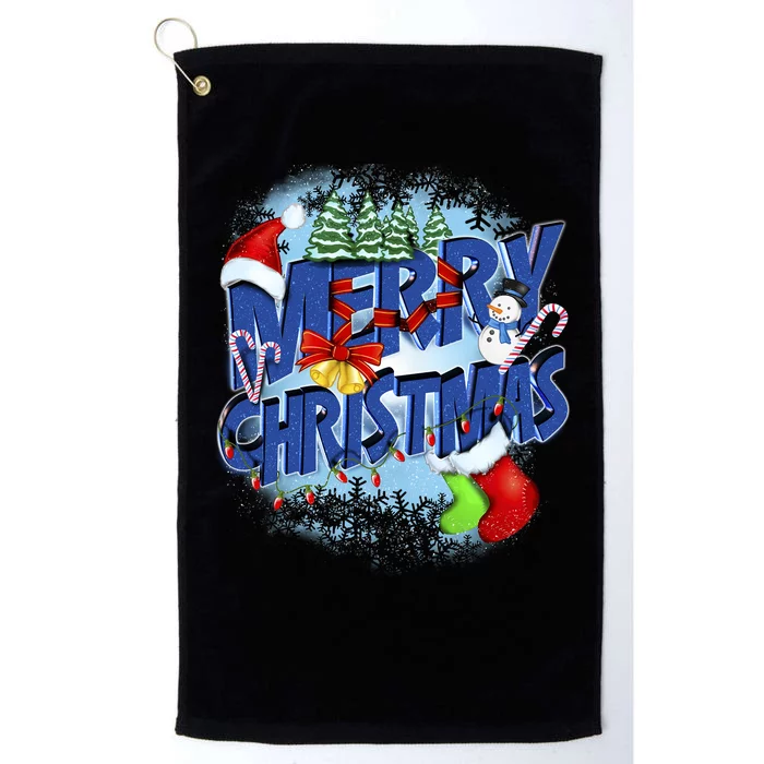 Cute Merry Christmas Word Decoration Platinum Collection Golf Towel