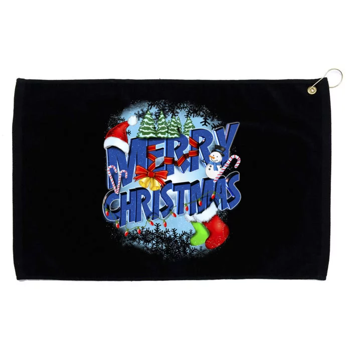 Cute Merry Christmas Word Decoration Grommeted Golf Towel