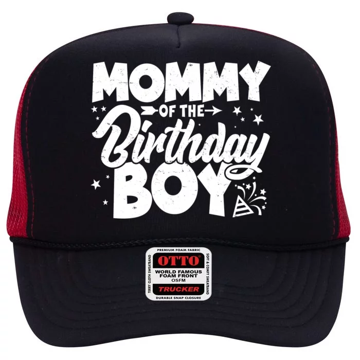 Cute Mommy Of The Birthday Boy High Crown Mesh Trucker Hat