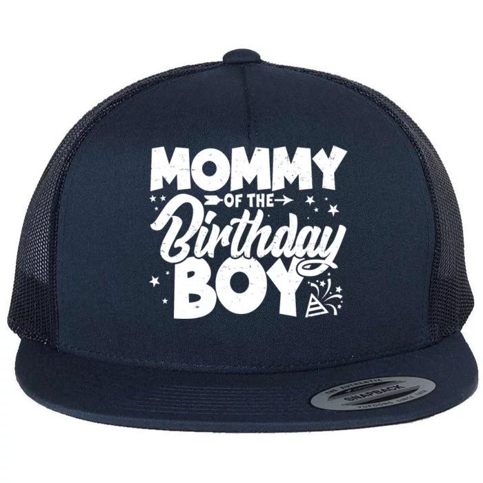 Cute Mommy Of The Birthday Boy Flat Bill Trucker Hat