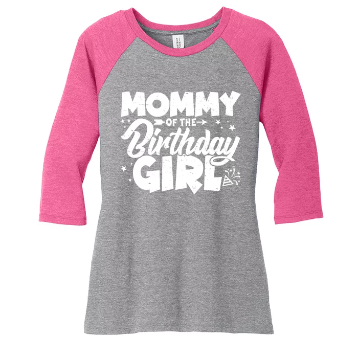 Cute Mommy Of The Birthday Girl Women's Tri-Blend 3/4-Sleeve Raglan Shirt