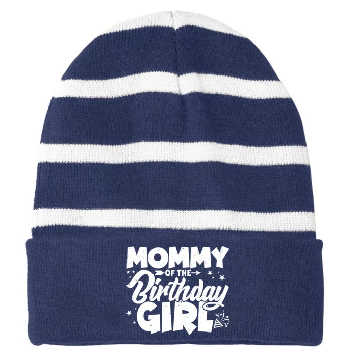 Cute Mommy Of The Birthday Girl Striped Beanie with Solid Band