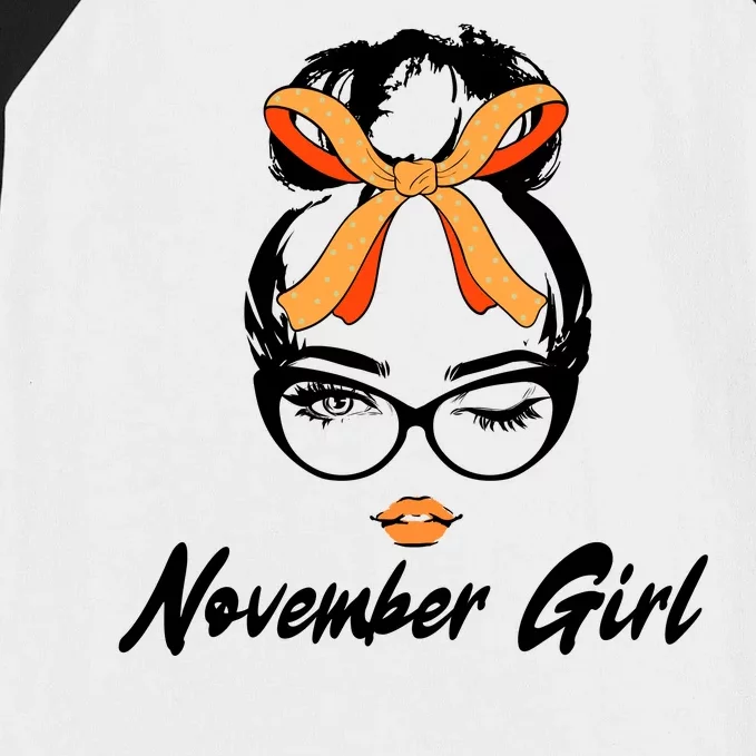 Cute November Girl Birthday Baseball Sleeve Shirt