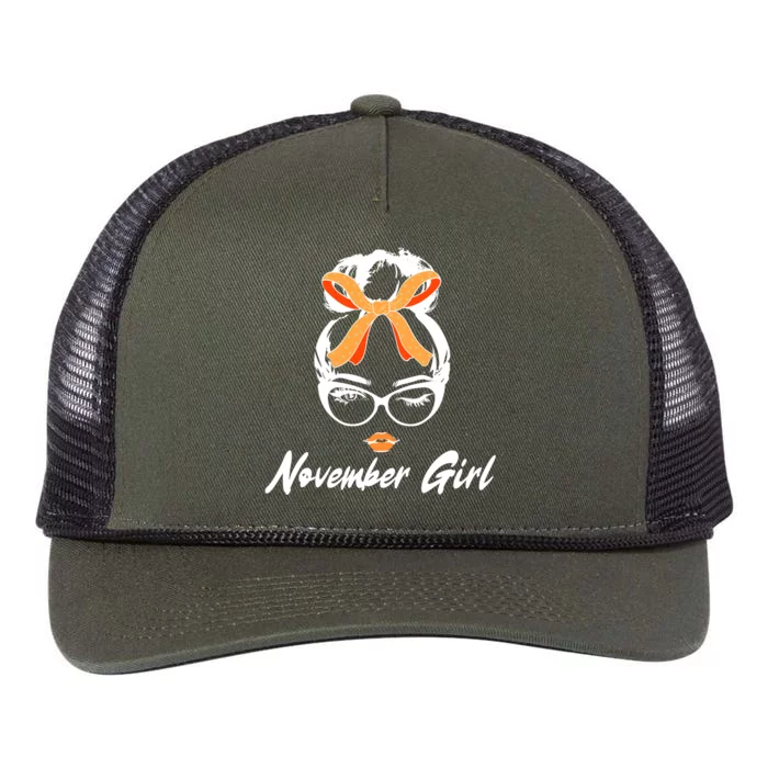 Cute November Girl Birthday Retro Rope Trucker Hat Cap