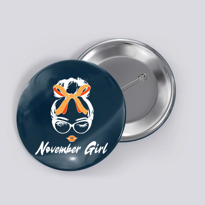 Cute November Girl Birthday Button