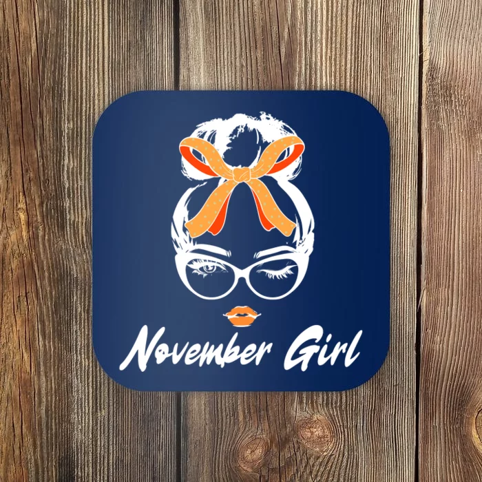 Cute November Girl Birthday Coaster