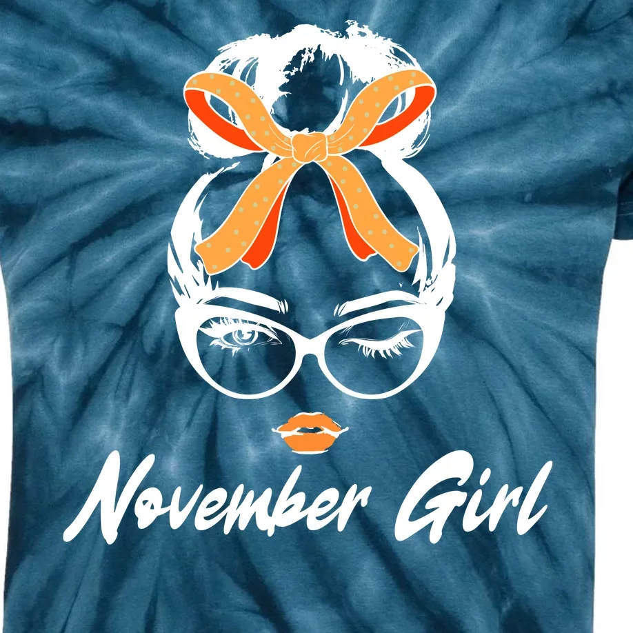 Cute November Girl Birthday Kids Tie-Dye T-Shirt