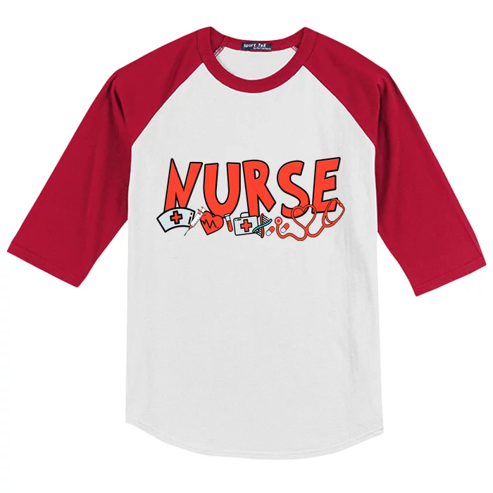 Cute Nurse Day Kids Colorblock Raglan Jersey