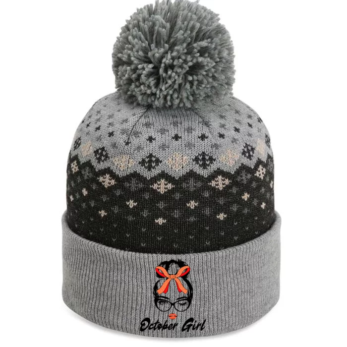 Cute October Girl Birthday The Baniff Cuffed Pom Beanie