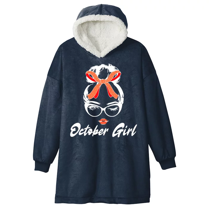 Cute October Girl Birthday Hooded Wearable Blanket