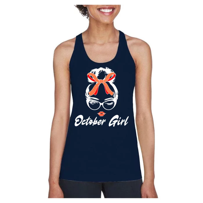 Cute October Girl Birthday Women's Racerback Tank