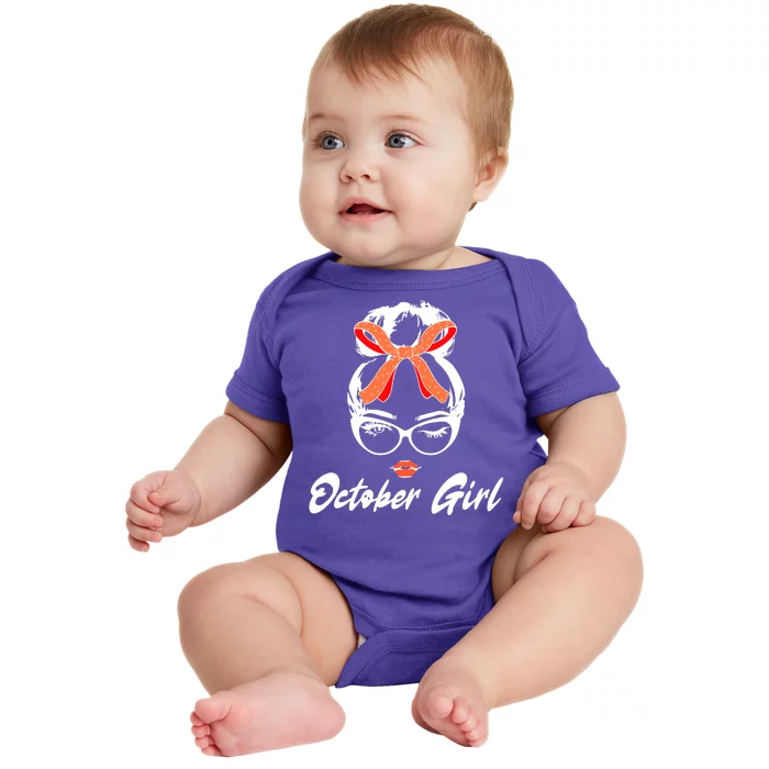 Cute October Girl Birthday Baby Bodysuit