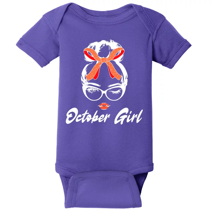 Cute October Girl Birthday Baby Bodysuit