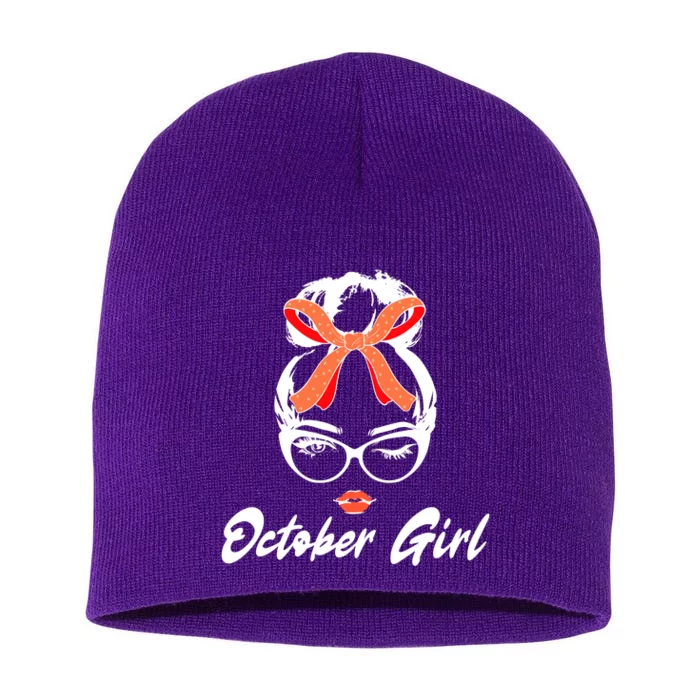 Cute October Girl Birthday Short Acrylic Beanie