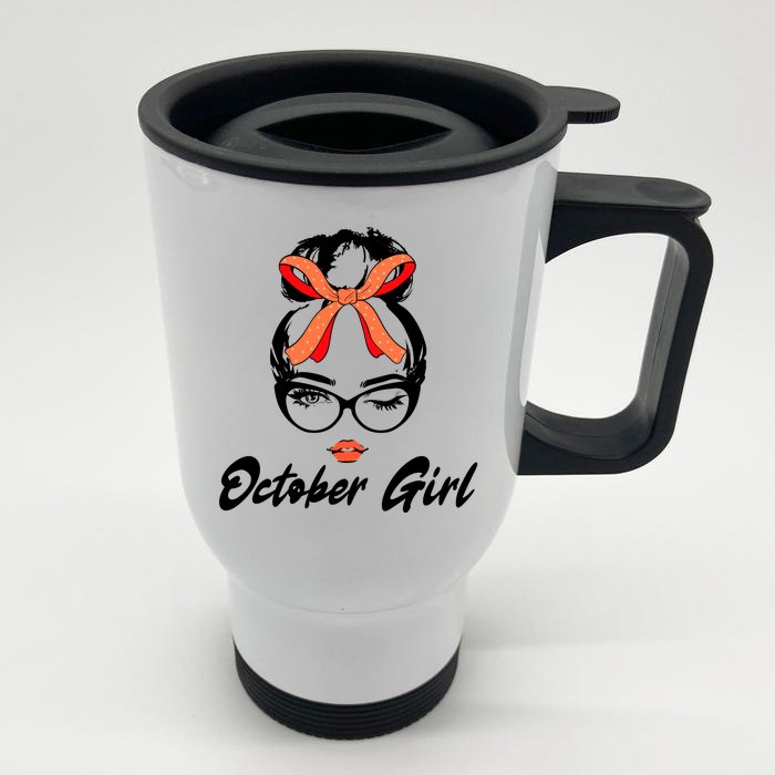 Cute October Girl Birthday Front & Back Stainless Steel Travel Mug