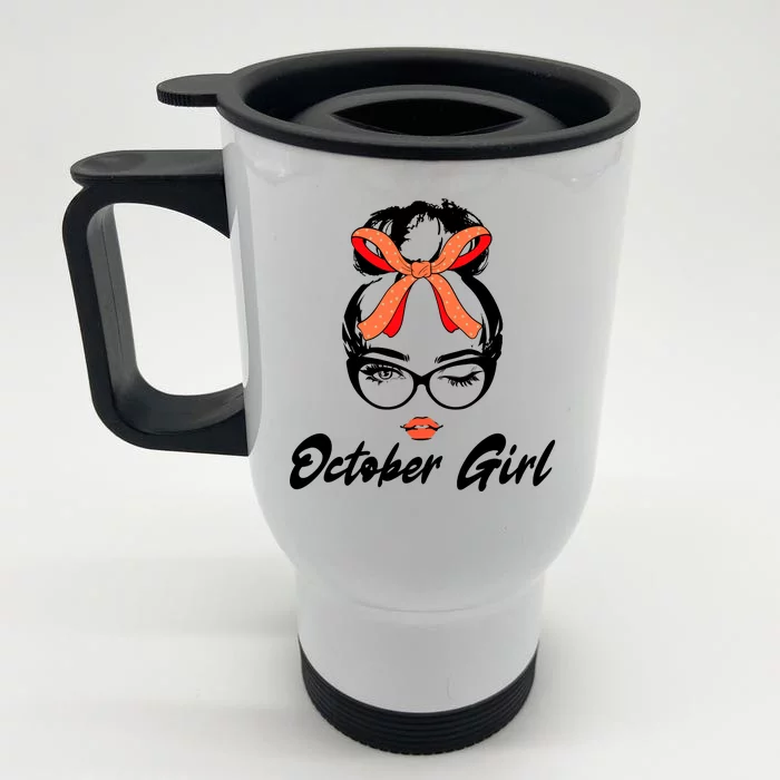 Cute October Girl Birthday Front & Back Stainless Steel Travel Mug