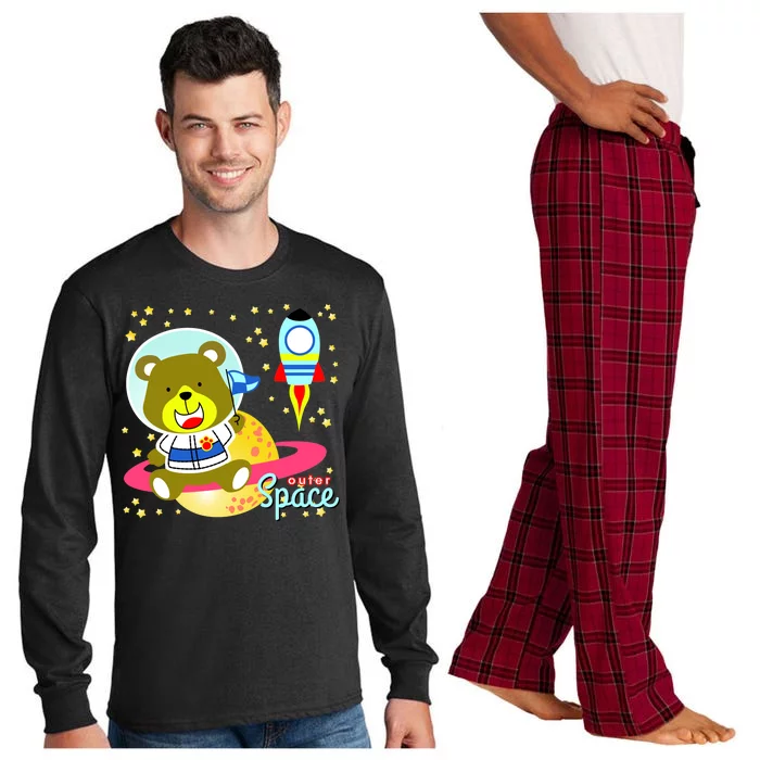 Cute Outer Space Bear Astronaut Long Sleeve Pajama Set