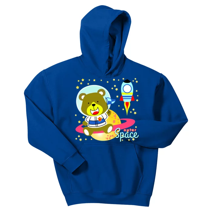 Cute Outer Space Bear Astronaut Kids Hoodie