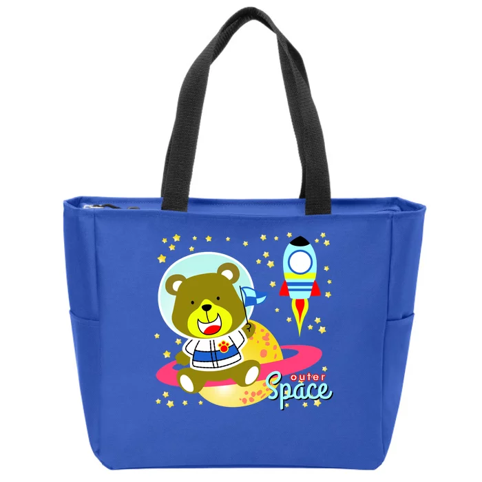 Cute Outer Space Bear Astronaut Zip Tote Bag