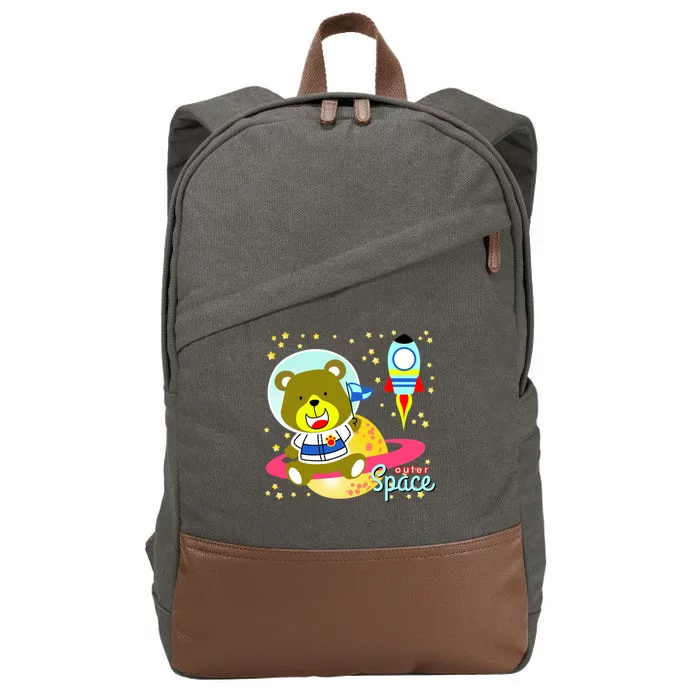 Cute Outer Space Bear Astronaut Cotton Canvas Backpack