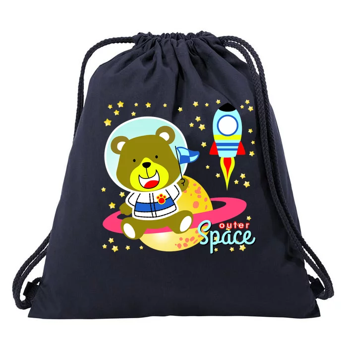 Cute Outer Space Bear Astronaut Drawstring Bag