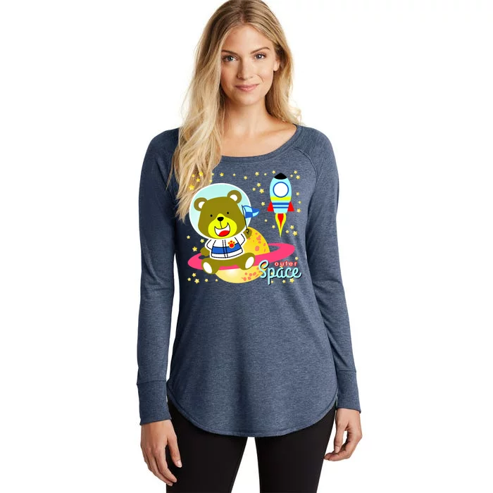 Cute Outer Space Bear Astronaut Women's Perfect Tri Tunic Long Sleeve Shirt