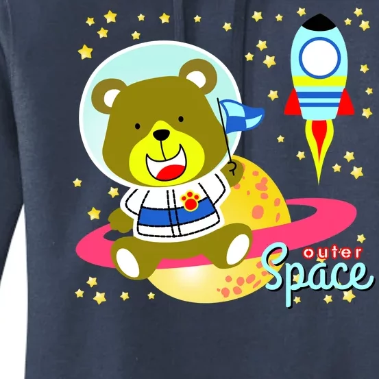 Cute Outer Space Bear Astronaut Women's Pullover Hoodie