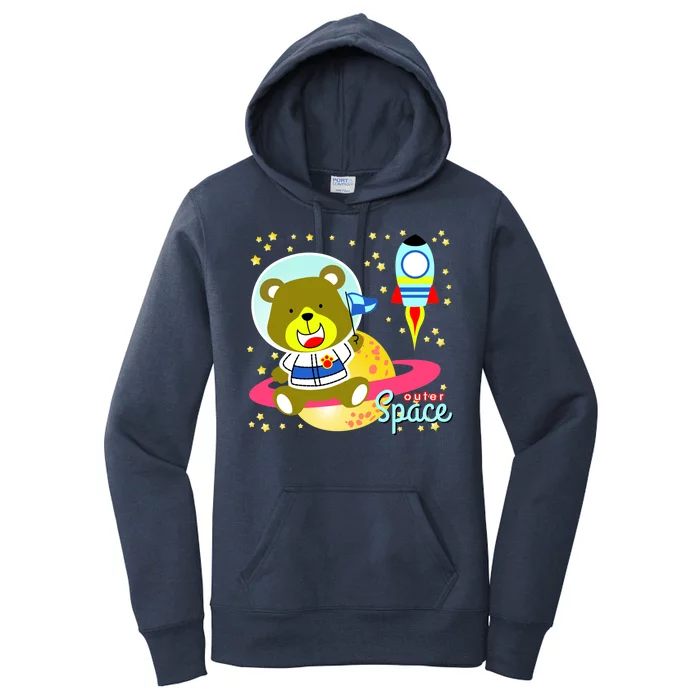 Cute Outer Space Bear Astronaut Women's Pullover Hoodie