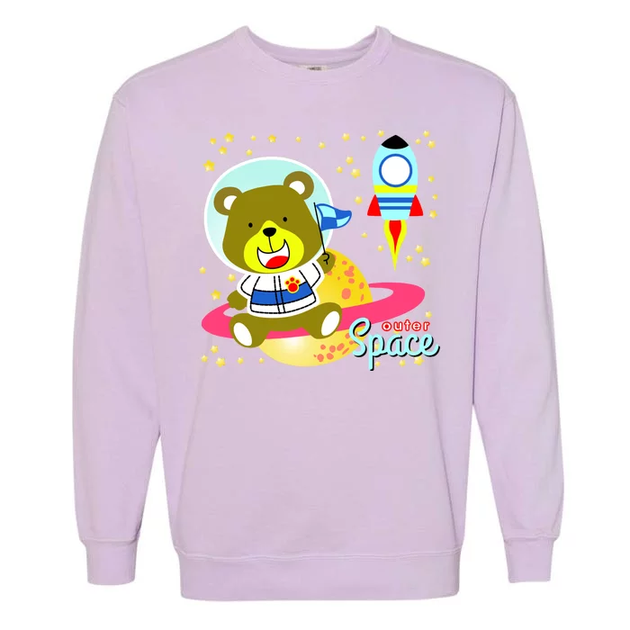 Cute Outer Space Bear Astronaut Garment-Dyed Sweatshirt