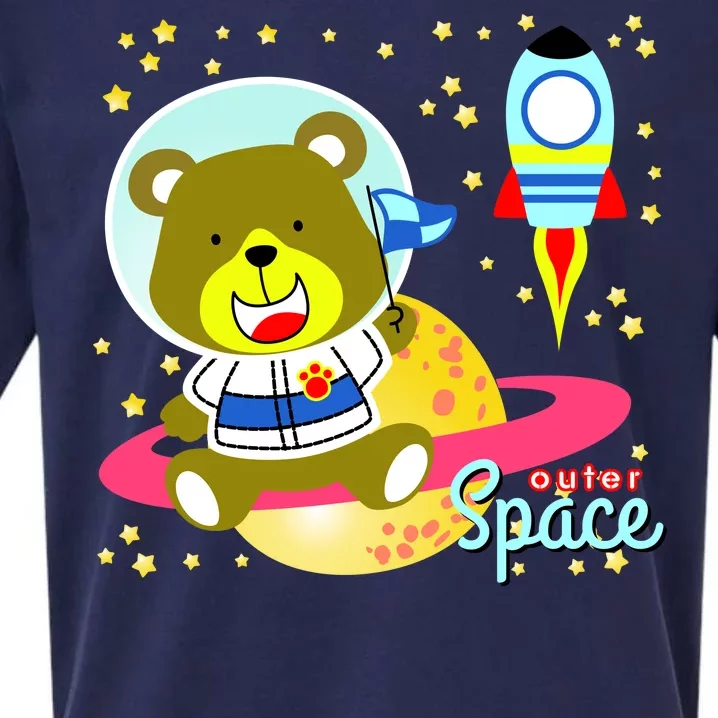 Cute Outer Space Bear Astronaut Sueded Cloud Jersey T-Shirt