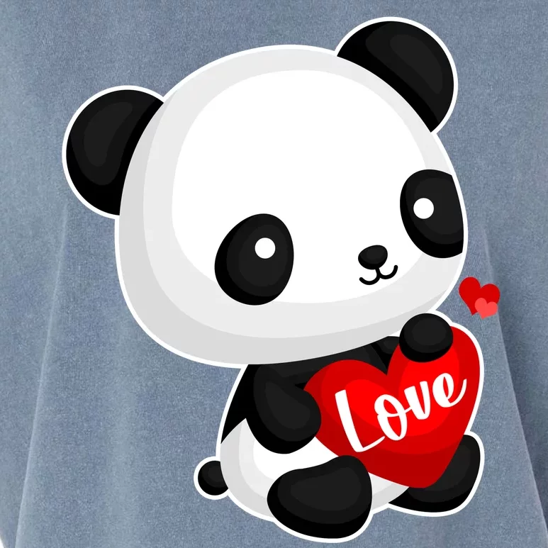 Cute Panda Holding A  Heart Garment-Dyed Women's Muscle Tee