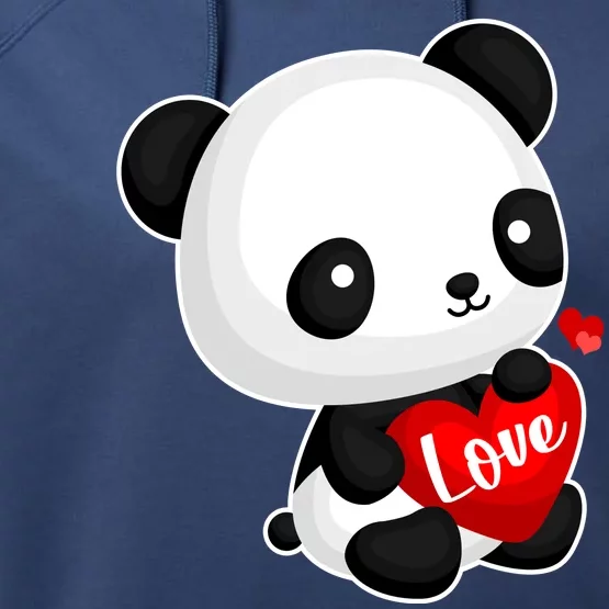 Cute Panda Holding A  Heart Performance Fleece Hoodie