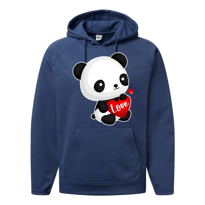 Cute Panda Holding A  Heart Performance Fleece Hoodie