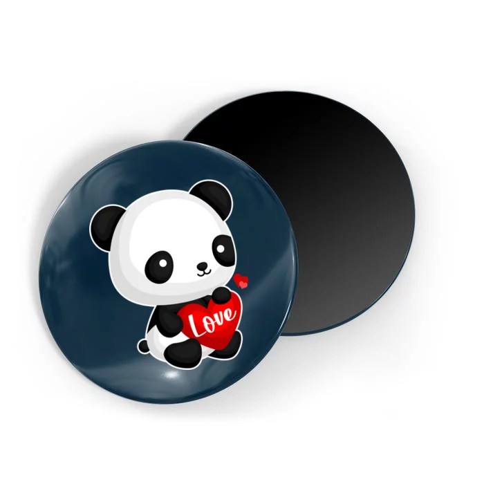 Cute Panda Holding A  Heart Magnet