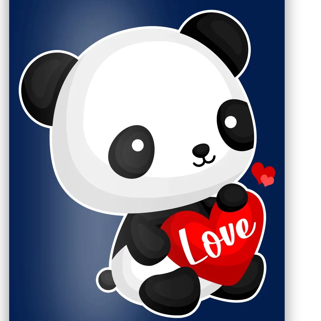 Panda Kawaii Panda with Heart Nose | Poster