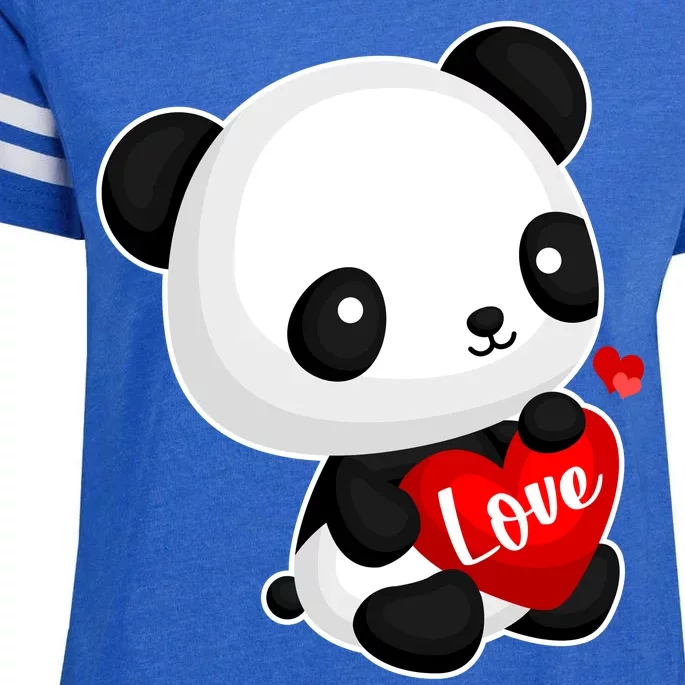 Cute Panda Holding A  Heart Enza Ladies Jersey Football T-Shirt