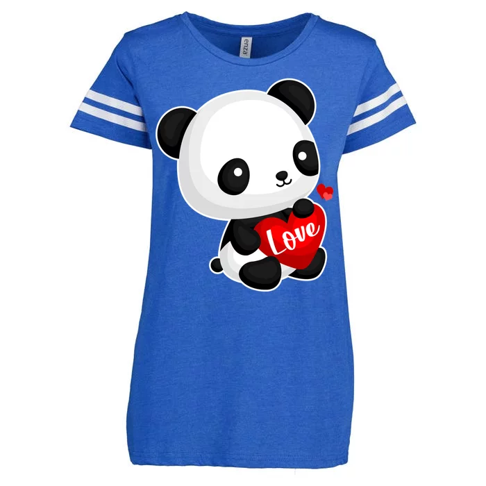 Cute Panda Holding A  Heart Enza Ladies Jersey Football T-Shirt