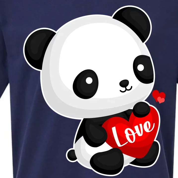 Cute Panda Holding A  Heart Sueded Cloud Jersey T-Shirt